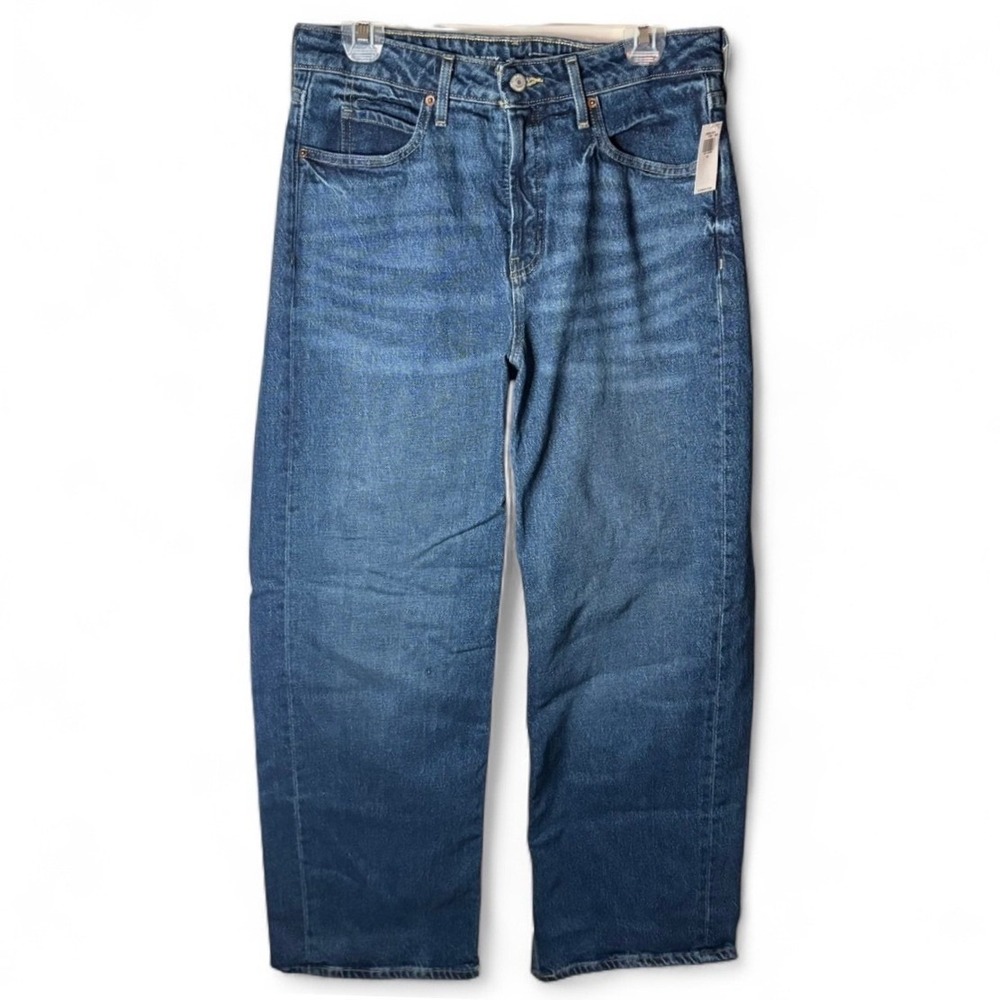 Old Navy Jeans Women 10 Blue Sky High Straight Leg Dark Wash Denim 732521-00-1